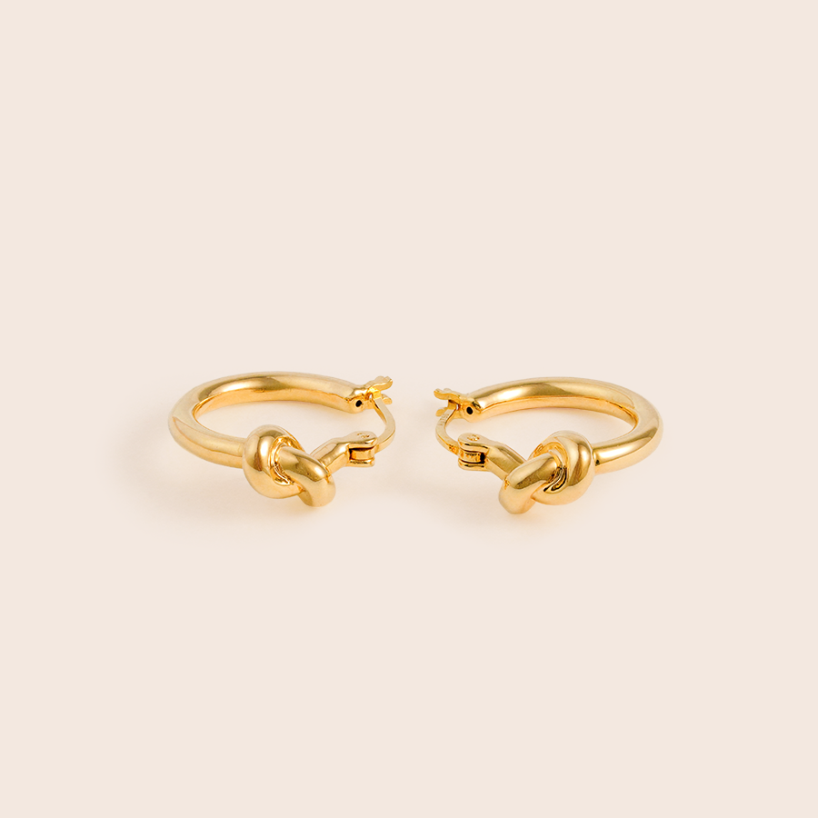 18KE05 18K Solid Gold Knot Hoop Earrings – Moni Jewellery