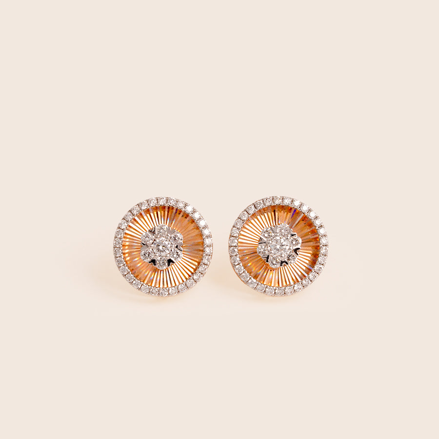 18KE10 18K Solid Gold Halo Earrings – Moni Jewellery