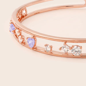 MB048 925 Silver Exquisite Orchid Hush Mellow Rose Bangle