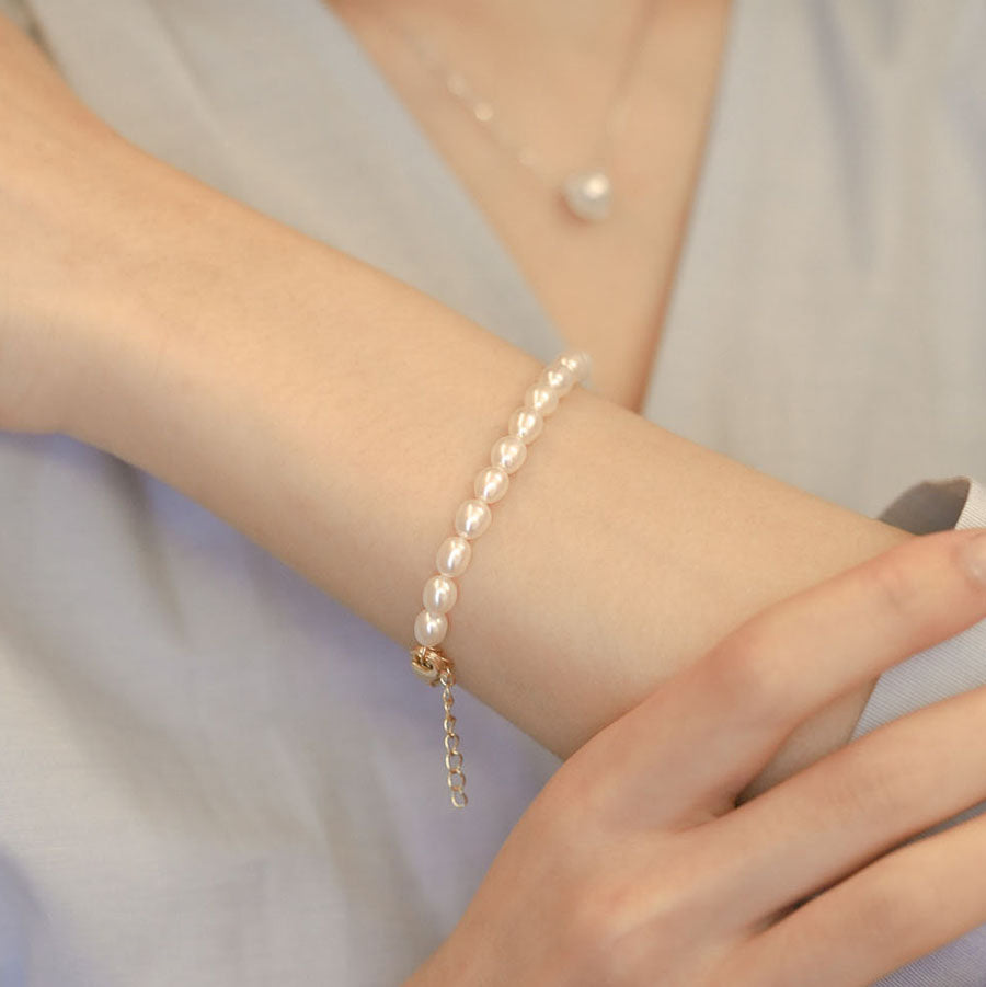 MBP05 925 Pearl Chain Bracelet