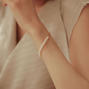 MBP05 925 Silver Pearl Chain Bracelet