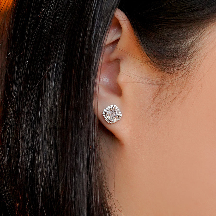 ME010 925 Silver Halo Stud Earrings