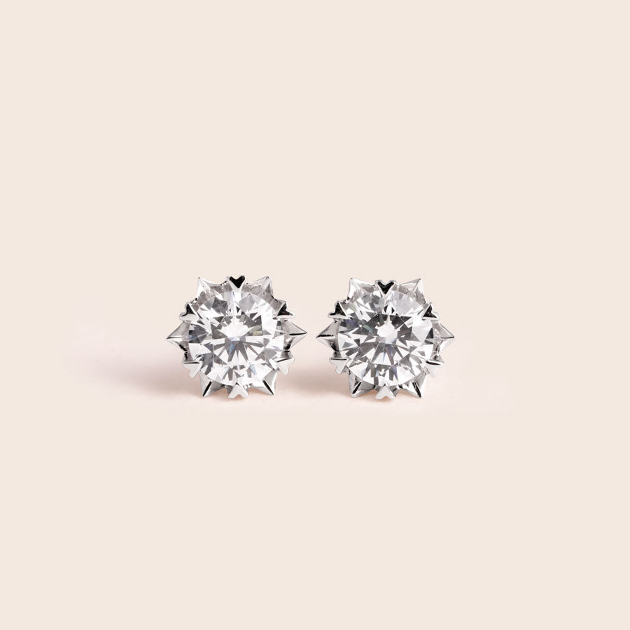 ME413 925 Silver Snowflake Solitaire Stud Earrings