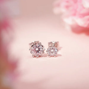 ME413 925 Silver Snowflake Solitaire Stud Earrings