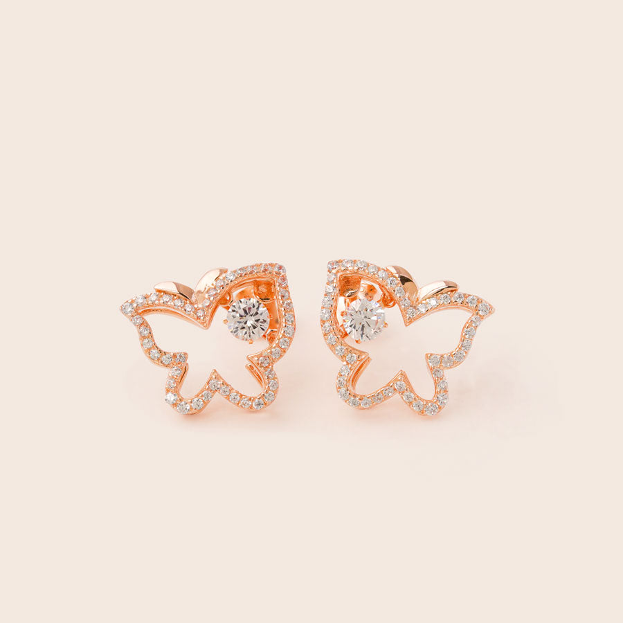 ME525 925 Butterfly Dancing Stone Earrings