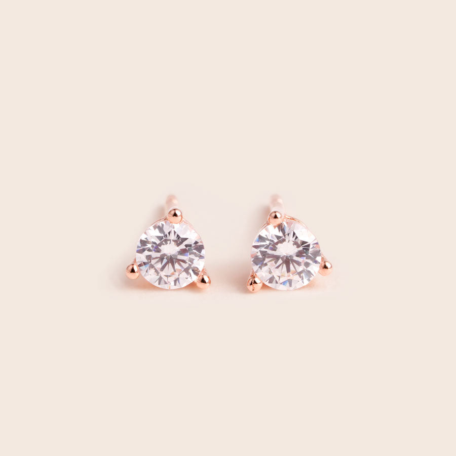 ME527 925 Silver Solitaire Stud Earrings