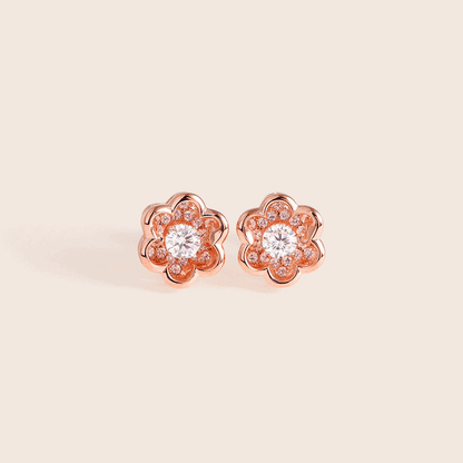ME539 925 Silver Sakura Dancing Stone Earrings