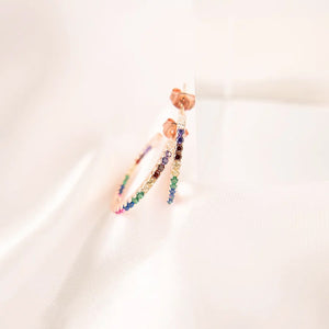 ME548 925 Silver Rainbow Hoop Earrings