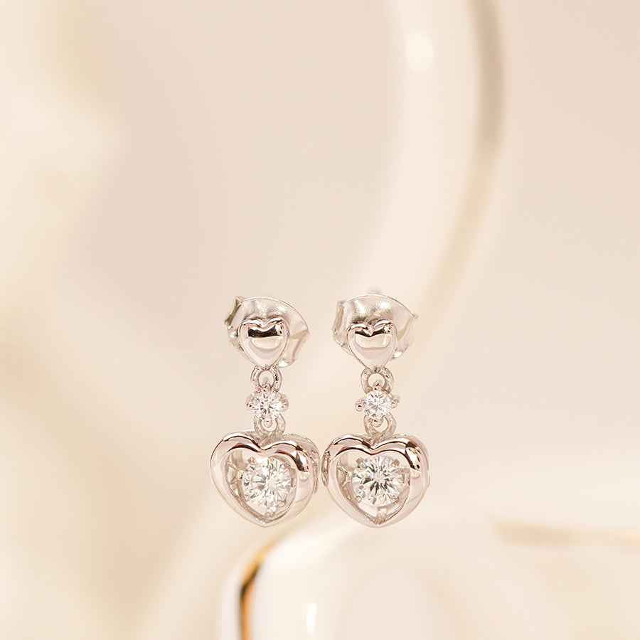 ME559 925 Heart Dancing Stone Earrings