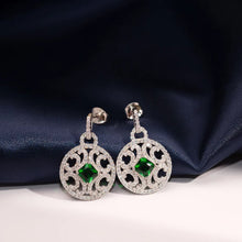 Load image into Gallery viewer, ME568 925 Silver Vintage Green Earrings
