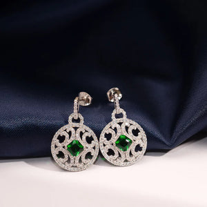 ME568 925 Silver Vintage Green Earrings