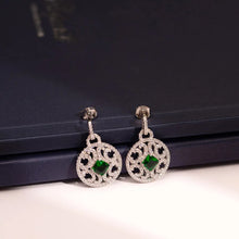 Load image into Gallery viewer, ME568 925 Silver Vintage Green Earrings
