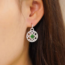 Load image into Gallery viewer, ME568 925 Silver Vintage Green Earrings
