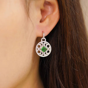 ME568 925 Silver Vintage Green Earrings