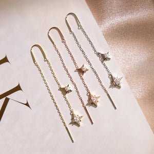 ME569 925 Silver Star Drop Earrings