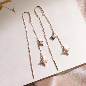 ME569 925 Silver Star Drop Earrings