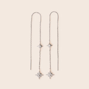 ME569 925 Silver Star Drop Earrings