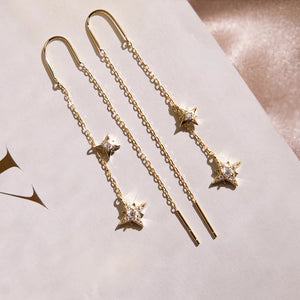 ME569 925 Silver Star Drop Earrings