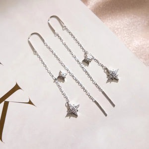 ME569 925 Silver Star Drop Earrings