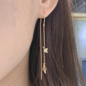 ME569 925 Silver Star Drop Earrings