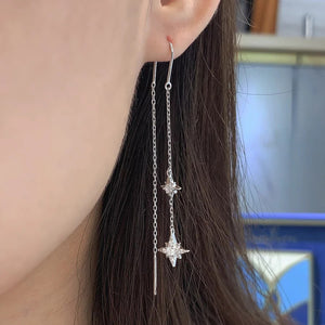 ME569 925 Silver Star Drop Earrings