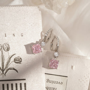 ME595 925 Silver Pink Drop Earrings