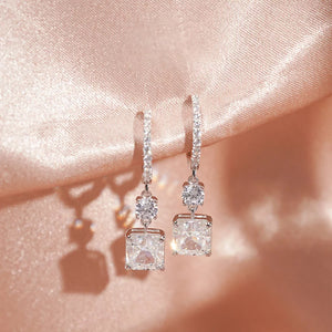 ME595 925 Silver Pink Drop Earrings