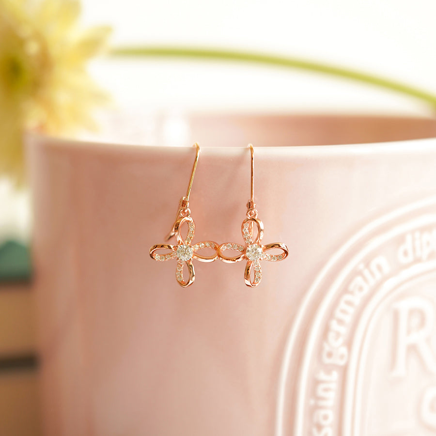 ME644 925 Silver Drop Flower Earrings