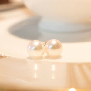 MEP29 925 Silver Pearl Stud Earrings