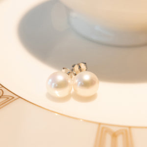 MEP29 925 Silver Pearl Stud Earrings