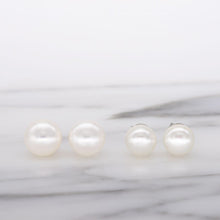 Load image into Gallery viewer, MEP29 925 Silver Pearl Stud Earrings
