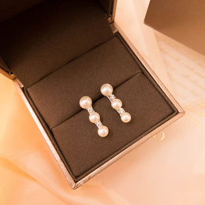 MEP32 925 Silver Pearl Drop Earrings