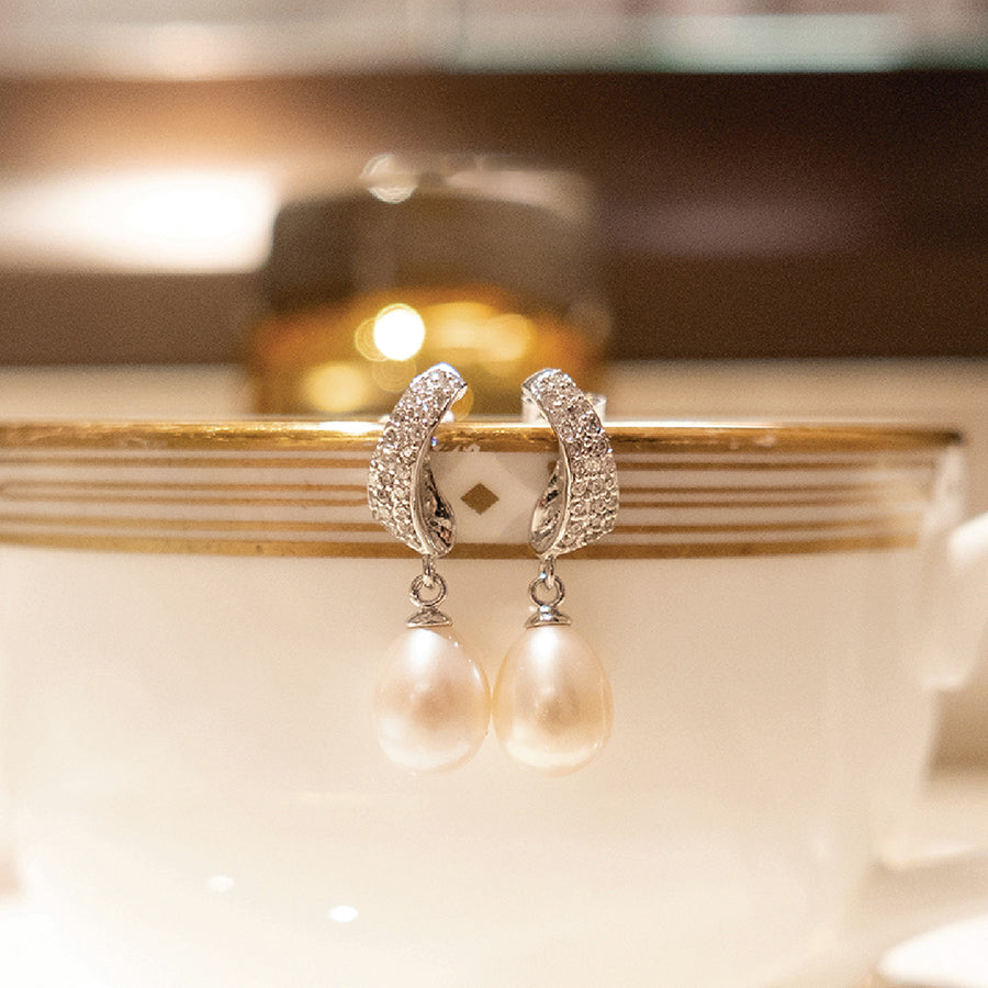 MEP40 925 Twist Pearl Earrings