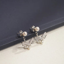 Load image into Gallery viewer, MEP55 MR225 925 Silver V Shaped Pearl Ring Earrings Set
