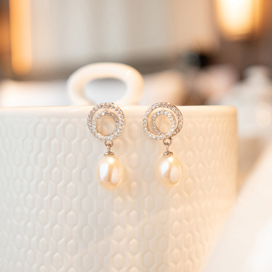 MEP57 925 Drop Pearl Earrings