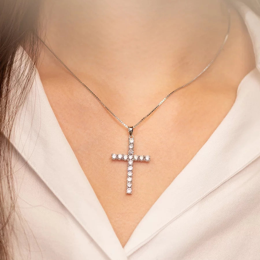 MN027 925 Silver Cross Necklace