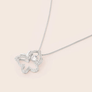 MN074 925 Silver Dancing Stone Butterfly Necklace