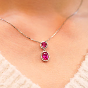 MN104 925 Silver Red Halo Necklace