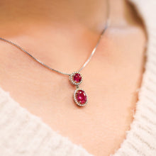 Load image into Gallery viewer, MN104 925 Silver Red Halo Necklace
