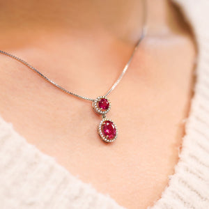 MN104 925 Silver Red Halo Necklace