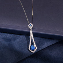 Load image into Gallery viewer, MN109 925 Silver Blue Vintage Necklace
