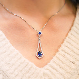 MN109 925 Silver Blue Vintage Necklace