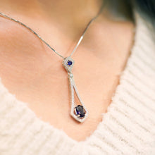 Load image into Gallery viewer, MN109 925 Silver Blue Vintage Necklace
