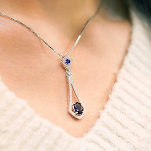 MN109 925 Silver Blue Vintage Necklace