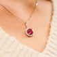 MN110 925 Silver Red Halo Necklace