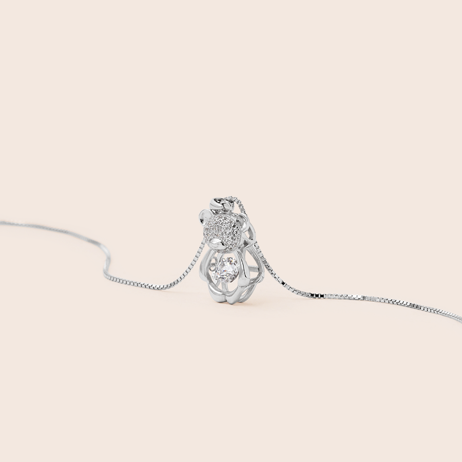 MN187 925純銀twinkle bear Dancing stone頸鏈– Moni Jewellery