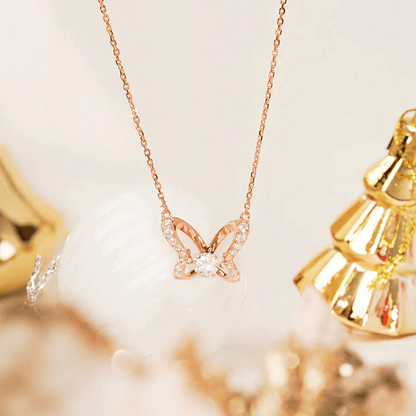 MN211 925 Silver Flutter Dancing Stone Necklace