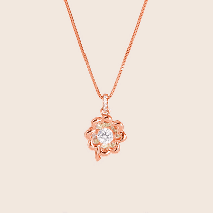 MN217 925 Silver Clover Dancing Stone Necklace