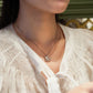 MN219 925 Silver Ginkgo Dancing Stone Necklace