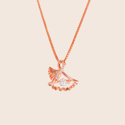 MN219 925 Silver Ginkgo Dancing Stone Necklace